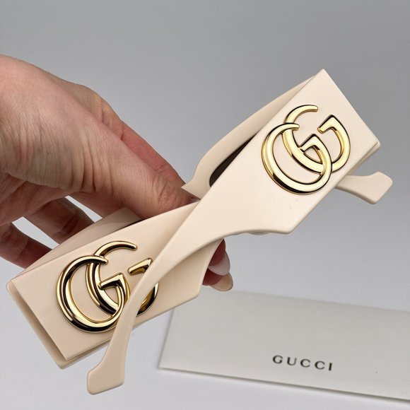 Gucci GG1425S 004 BRAND NEW Sunglasses Ivory Brown Rectangle Unisex  GG 1425S main image 7